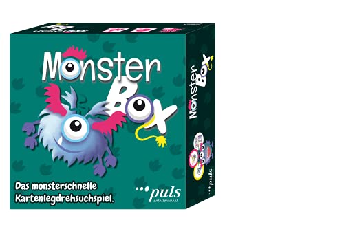 puls entertainment 67676 Monster Box-Das monsterschnelle KartenLegDrehSuchspiel, Weiß von puls entertainment