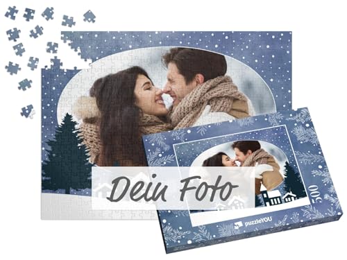 Fotopuzzle 500 Teile - Puzzle selbst gestalten - Design Weihnachten Winterdorf - puzzleYOU Puzzle personalisiert mit eigenem Bild erstellen - Querformat von puzzleYOU