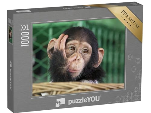 Puzzle 1000 Teile XXL „EIN Kleiner Schimpanse“ – aus der Puzzle-Kollektion Tiere, Affen, Schimpansen, Tiere in Dschungel & Regenwald von puzzleYOU