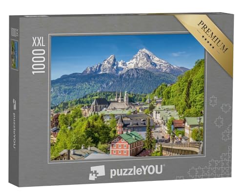 Puzzle 1000 Teile XXL „Historische Stadt Berchtesgaden mit dem Watzmann im Hintergrund, Bayern“ – aus der Puzzle-Kollektion Deutschland, Berchtesgaden von puzzleYOU