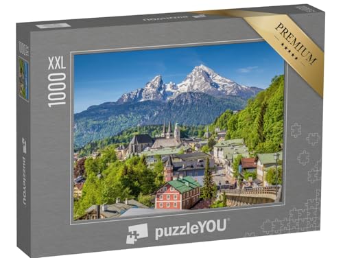 Puzzle 1000 Teile XXL „Historische Stadt Berchtesgaden mit dem Watzmann im Hintergrund, Bayern“ – aus der Puzzle-Kollektion Deutschland, Berchtesgaden von puzzleYOU