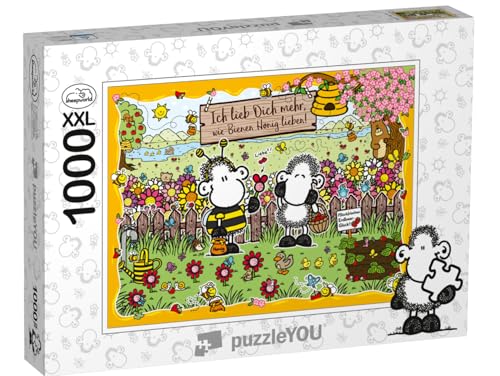 Puzzle 1000 Teile XXL „Ich Liebe Dich mehr, wie Bienen Honig lieben!“ von puzzleYOU