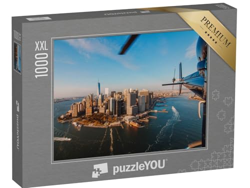 Puzzle 1000 Teile XXL „Skyline von New York City und Hudson River vom Hubschrauber aus“ – aus der Puzzle-Kollektion Fahrzeuge von puzzleYOU