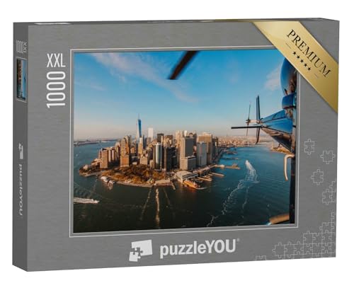 Puzzle 1000 Teile XXL „Skyline von New York City und Hudson River vom Hubschrauber aus“ – aus der Puzzle-Kollektion Fahrzeuge von puzzleYOU