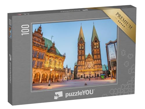 puzzleYOU: Puzzle 100 Teile „Abendliche Altstadt von Bremen, Deutschland“ – aus der Puzzle-Kollektion Bremen, Deutsche Großstädte von puzzleYOU