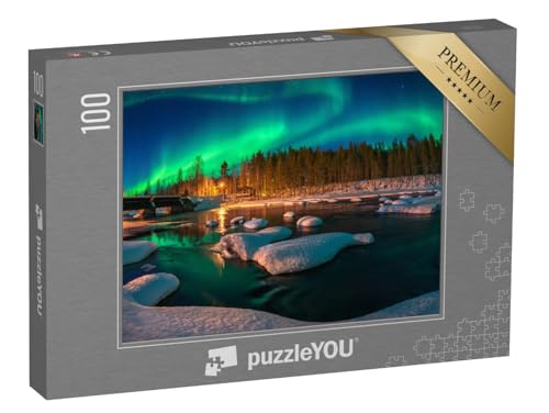 puzzleYOU: Puzzle 100 Teile „Aurora Borealis: Nordlicht“ – aus der Puzzle-Kollektion Natur, Nordlichter, Himmel & Jahreszeiten von puzzleYOU