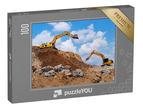 puzzleYOU: Puzzle 100 Teile „Bagger und Steinbrecher, Bergbau“ – aus der Puzzle-Kollektion Bagger von puzzleYOU