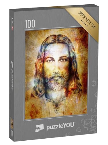 puzzleYOU: Puzzle 100 Teile „Bleistift Portrait: Jesus Christus im Licht“ – aus der Puzzle-Kollektion Christentum von puzzleYOU