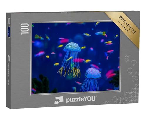 puzzleYOU: Puzzle 100 Teile „Bunte Unterwasserwelt: Aquarium mit Quallen, Fischen und Algen“ – aus der Puzzle-Kollektion Quallen, Fische & Wassertiere von puzzleYOU