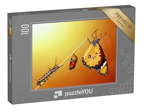 puzzleYOU: Puzzle 100 Teile „Die Transformation eines Schmetterlings“ – aus der Puzzle-Kollektion Schmetterlinge, Insekten & Kleintiere von puzzleYOU