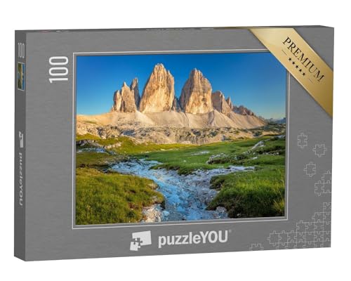 puzzleYOU: Puzzle 100 Teile „Die berühmten DREI Zinnen in den Dolomiten, Italien“ – aus der Puzzle-Kollektion Berge, DREI Zinnen von puzzleYOU