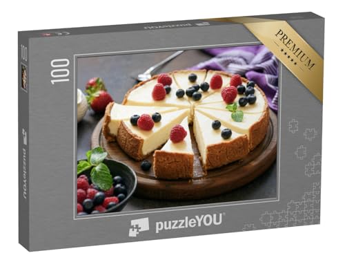 puzzleYOU: Puzzle 100 Teile „Frisch gebackener New York Cheesecake“ – aus der Puzzle-Kollektion Kuchen von puzzleYOU