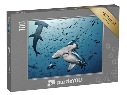 puzzleYOU: Puzzle 100 Teile „Hammerhaie auf der Jagd, Insel Cocos, Costa Rica“ – aus der Puzzle-Kollektion Haie, Raubtiere, Fische & Wassertiere von puzzleYOU