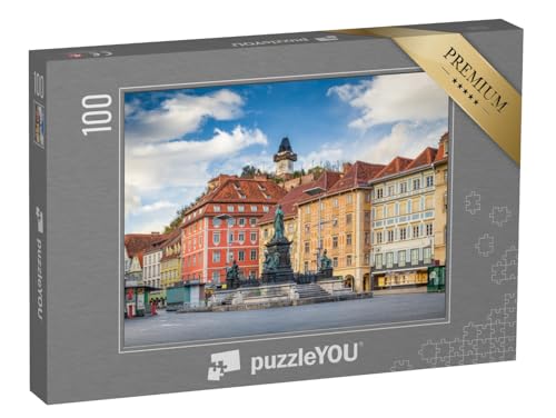 puzzleYOU: Puzzle 100 Teile „Historische Stadt Graz mit berühmtem Grazer Uhrenturm, Österreich“ – aus der Puzzle-Kollektion Graz, Österreich von puzzleYOU