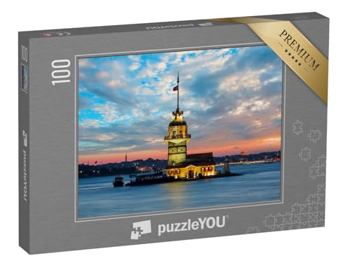 puzzleYOU: Puzzle 100 Teile „Istanbuler Jungfernturm bei Sonnenuntergang (kiz kulesi) - Istanbul, Türkei“ von puzzleYOU