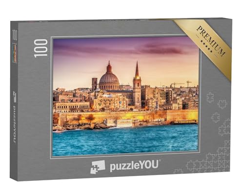 puzzleYOU: Puzzle 100 Teile „Marsans Harbour bei Sonnenuntergang, Valletta, Malta“ – aus der Puzzle-Kollektion Malta, Weitere Europa-Motive von puzzleYOU