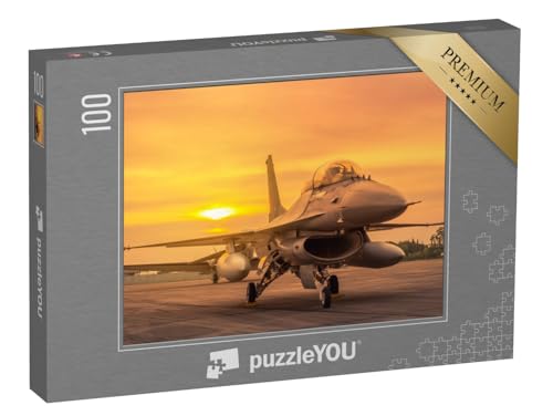 puzzleYOU: Puzzle 100 Teile „Militärflugzeug auf der Start-und Landebahn“ – aus der Puzzle-Kollektion Flugzeuge von puzzleYOU