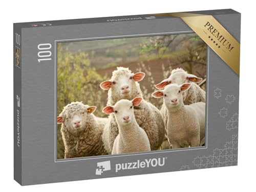 puzzleYOU: Puzzle 100 Teile „Neugierige Schafe“ – aus der Puzzle-Kollektion Schafe & Lämmer von puzzleYOU