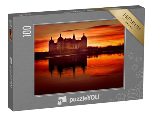 puzzleYOU: Puzzle 100 Teile „Schloss Moritzburg bei Sonnenaufgang im Winter“ – aus der Puzzle-Kollektion Sachsen von puzzleYOU