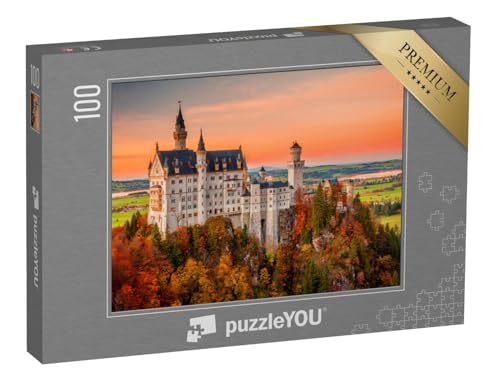 puzzleYOU: Puzzle 100 Teile „Schloss Neuschwanstein im herbstlichen Sonnenuntergang“ – aus der Puzzle-Kollektion Schloss Neuschwanstein von puzzleYOU