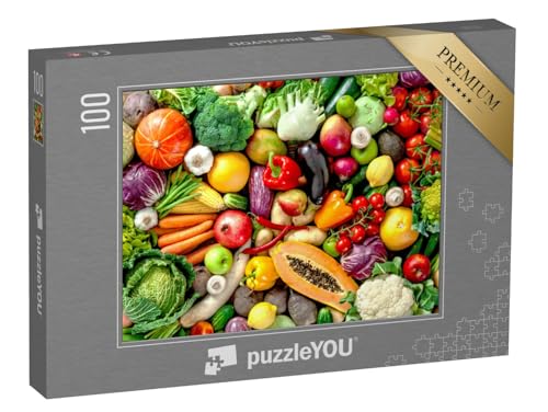 puzzleYOU: Puzzle 100 Teile „Sortiment von frischem Obst und Gemüse“ – aus der Puzzle-Kollektion Gemüse, Essen und Trinken von puzzleYOU