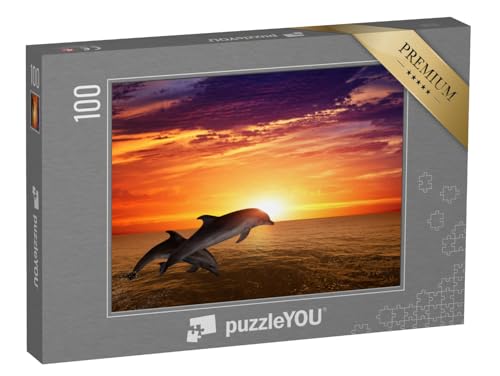 puzzleYOU: Puzzle 100 Teile „Springende Delfine: Meeresleben bei Sonnenuntergang“ – aus der Puzzle-Kollektion Delfine, Fische & Wassertiere, Exotische Tiere & Trend-Tiere von puzzleYOU