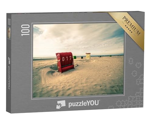 puzzleYOU: Puzzle 100 Teile „Strand mit Strandkorb in Borkum, Deutschland“ – aus der Puzzle-Kollektion Borkum von puzzleYOU