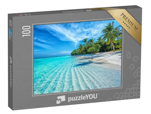 puzzleYOU: Puzzle 100 Teile „Tropischer Strand auf den Malediven“ – aus der Puzzle-Kollektion Natur, Inseln, Insel & Meer, Indischer Ozean von puzzleYOU