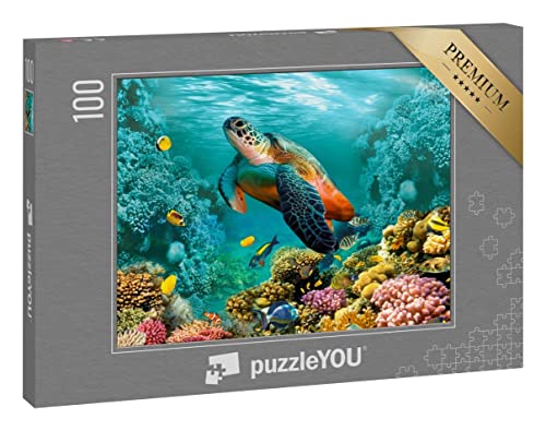 puzzleYOU: Puzzle 100 Teile „Unterwasserwelt mit Schildkröte und Korallen“ von puzzleYOU