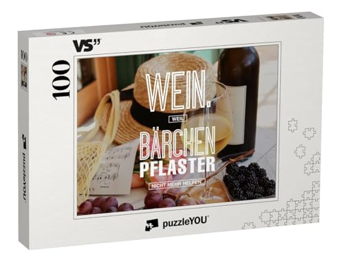 puzzleYOU: Puzzle 100 Teile „Wein, Weil Bärchenpflaster Nicht mehr helfen.“ von puzzleYOU