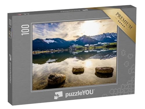 puzzleYOU: Puzzle 100 Teile „Wilder Kaiser und Zahmer Kaiser am Walchsee in Österreich“ – aus der Puzzle-Kollektion Wilder Kaiser von puzzleYOU