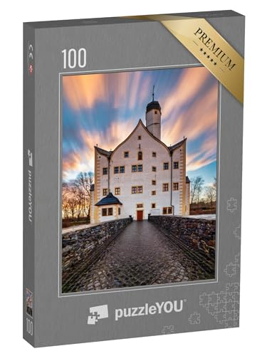 puzzleYOU: Puzzle 100 Teile „Ziehende Wolken über dem Wasserschloss Klaffenbach bei Chemnitz“ – aus der Puzzle-Kollektion Chemnitz von puzzleYOU