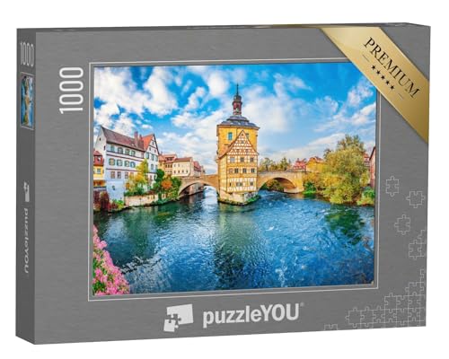 puzzleYOU: Puzzle 1000 Teile „Altstadt von Bamberg mit viel Fachwerk, Bayern, Deutschland“ – aus der Puzzle-Kollektion Main, Bayern, Bamberg, Franken, Deutschland, Regionale Puzzles Deutschland von puzzleYOU