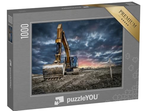 puzzleYOU: Puzzle 1000 Teile „Baggermaschinen auf Einer Baustelle bei Sonnenuntergang“ – aus der Puzzle-Kollektion Bagger von puzzleYOU