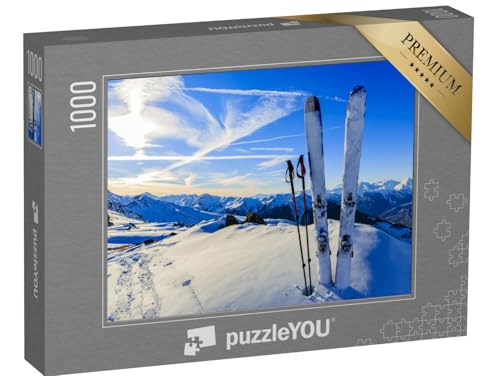 puzzleYOU: Puzzle 1000 Teile „Bereit für die Abfahrt: Skier im Schnee“ – aus der Puzzle-Kollektion Sport, Winter, Himmel & Jahreszeiten von puzzleYOU