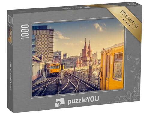 puzzleYOU: Puzzle 1000 Teile „Berliner U-Bahn mit Oberbaumbrücke bei Sonnenuntergang, Deutschland“ – aus der Puzzle-Kollektion Berlin, Städte, Deutschland, Deutsche Städte, Deutsche Großstädte von puzzleYOU