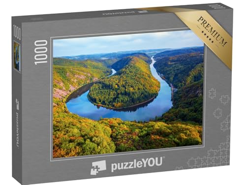 puzzleYOU: Puzzle 1000 Teile „Blick von der Cloef auf die Saarschleife in Mettlach, Saarland“ – aus der Puzzle-Kollektion Saarland, Deutschland von puzzleYOU