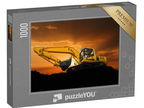 puzzleYOU: Puzzle 1000 Teile „Crawler Bagger auf Einer Baustelle bei Sonnenuntergang“ – aus der Puzzle-Kollektion Bagger von puzzleYOU