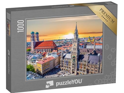 puzzleYOU: Puzzle 1000 Teile „Einfach schön: München bei Sonnenuntergang, Bayern, Deutschland“ – aus der Puzzle-Kollektion München, Deutschland, Deutsche Städte, Deutsche Großstädte von puzzleYOU