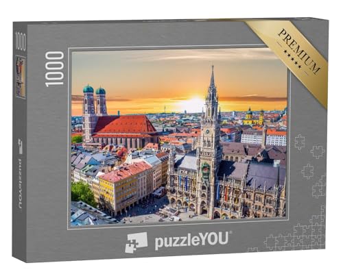 puzzleYOU: Puzzle 1000 Teile „Einfach schön: München bei Sonnenuntergang, Bayern, Deutschland“ – aus der Puzzle-Kollektion München, Deutschland, Deutsche Städte, Deutsche Großstädte von puzzleYOU