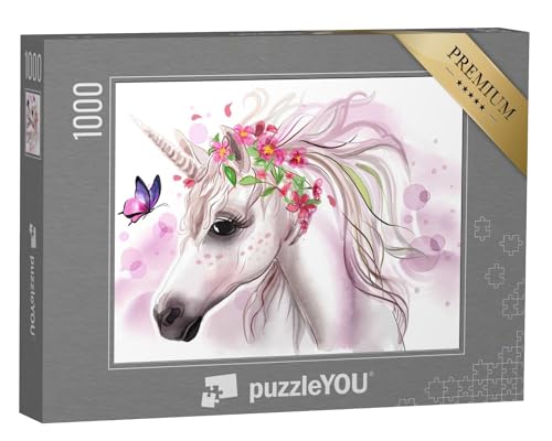 puzzleYOU: Puzzle 1000 Teile „Einhorn für Mädchen und Kinderzimmer“ – aus der Puzzle-Kollektion Einhorn, Einhörner, Tiere aus Fantasy & Urzeit von puzzleYOU