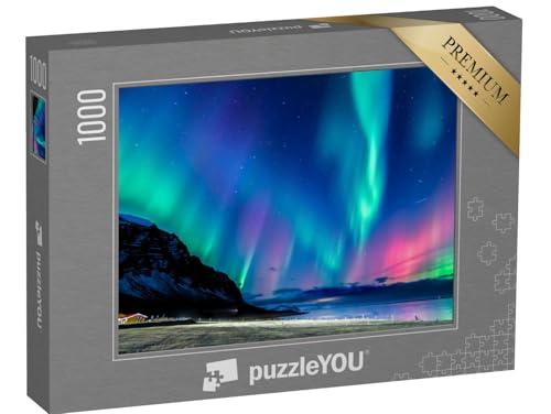 puzzleYOU: Puzzle 1000 Teile „Farbenfrohe Polarlichter in Island“ – aus der Puzzle-Kollektion Nordlichter von puzzleYOU