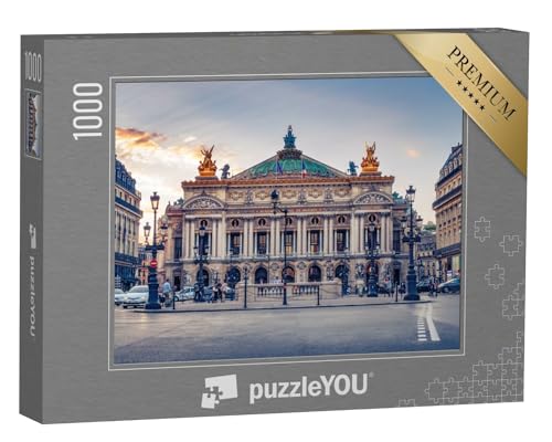 puzzleYOU: Puzzle 1000 Teile „Französische Oper in Paris, Frankreich Szenische Skyline vor dem untergehenden Himmel“ von puzzleYOU