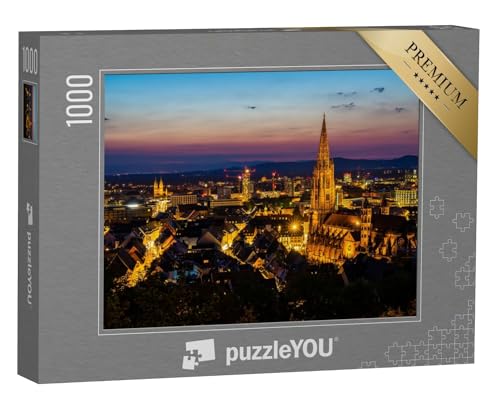 puzzleYOU: Puzzle 1000 Teile „Freiburg im Breisgau bei Nacht“ – aus der Puzzle-Kollektion Freiburger Münster von puzzleYOU