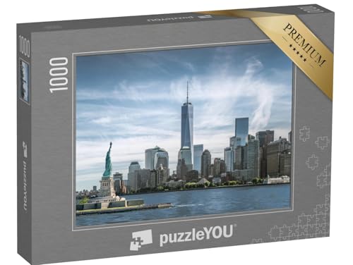 puzzleYOU: Puzzle 1000 Teile „Freiheitsstatue, Skyline von Manhatten, One World Trade Center, New York City“ – aus der Puzzle-Kollektion One World Trade Center von puzzleYOU