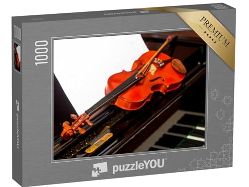 puzzleYOU: Puzzle 1000 Teile „Geige und Fiedelstock auf einem Klavier“ – aus der Puzzle-Kollektion Musik, Menschen von puzzleYOU