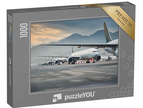 puzzleYOU: Puzzle 1000 Teile „Geparkte Flugzeugflotte“ – aus der Puzzle-Kollektion Flugzeuge, Flughafen von puzzleYOU