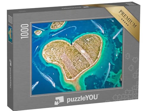 puzzleYOU: Puzzle 1000 Teile „Herzförmige Insel Galesnjak im Archipel von Zadar, Kroatien“ – aus der Puzzle-Kollektion Inseln, Insel & Meer von puzzleYOU