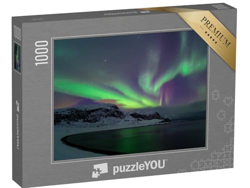 puzzleYOU: Puzzle 1000 Teile „Intensives Nordlicht Aurora Borealis am Nordkap“ – aus der Puzzle-Kollektion Nordkap von puzzleYOU