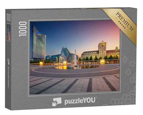 puzzleYOU: Puzzle 1000 Teile „Leipziger Innenstadt bei Sonnenuntergang, Deutschland“ – aus der Puzzle-Kollektion Leipzig, Deutsche Städte von puzzleYOU